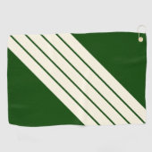 Dunkelgrüne Beige Streifen 80er Classic Retro Stre Golfhandtuch (Horizontal)