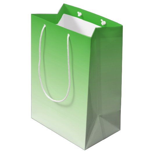 Dunkelgrüne bis leicht grüne Geschenktüte (Rückseite Schrägansicht)