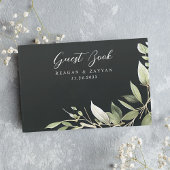 Dunkelgrüne Blätter für moderne Grünpflanzen Hochz Gästebuch