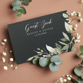 Dunkelgrüne Blätter für moderne Grünpflanzen Hochz Gästebuch