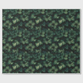Dunkelgrüne Blätter Geschenkpapier (Flach)