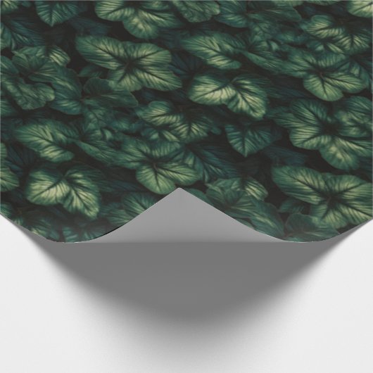 Dunkelgrüne Blätter Geschenkpapier (Ecke)