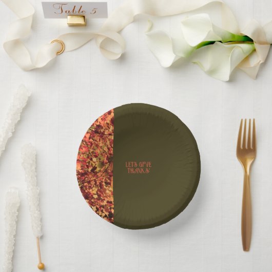 Dunkelgrüne Blätter Glückwunsch Thanksgiving Dank Pappteller (Hochzeit)