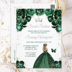 Dunkelgrüne Blondhaar-Prinzessin Sweet Sixteen Postkarte