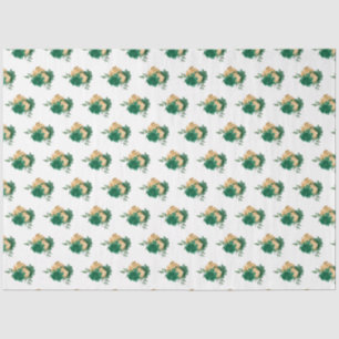 Dunkelgrüne Blume und Grünmuster Seidenpapier