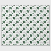 Dunkelgrüne Blume und Silberkronen Geschenkpapier (Flach)