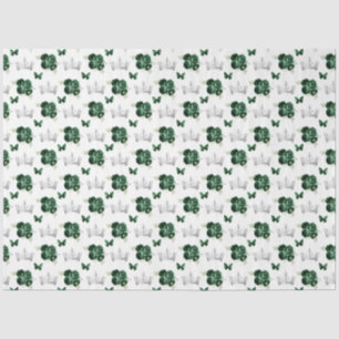 Dunkelgrüne Blume und Silberkronen Seidenpapier