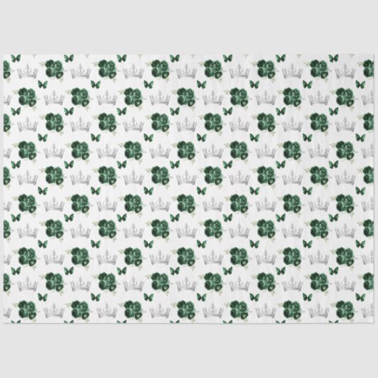 Dunkelgrüne Blume und Silberkronen Seidenpapier (Vorderseite)