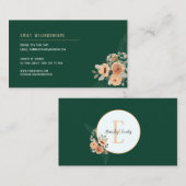 Dunkelgrüne Blumenkreismonogramm Visitenkarte (Vorne/Hinten)