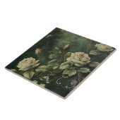 Dunkelgrüne Blush-Rose  Fliese (Seite)