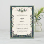 Dunkelgrüne botanische Hochzeit Einladung (Stehend Vorderseite)
