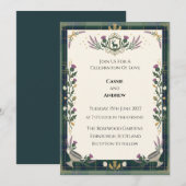 Dunkelgrüne botanische Hochzeit Einladung (Vorne/Hinten)