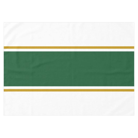 Dunkelgrüne, braune Racingstreifen auf Weiß Tischdecke (Vorderseite (Horizontal))