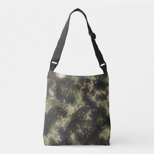 Dunkelgrüne Camouflage Blend Crossbody Bag Tragetaschen Mit Langen Trägern (Vorderseite)