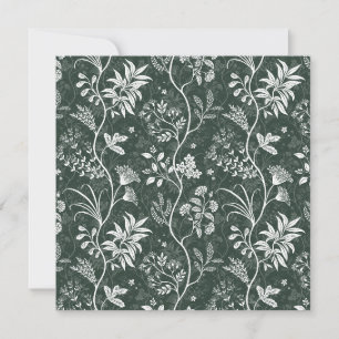 Dunkelgrüne Chintz-Botanik-Kunstkarte Feiertagskarte