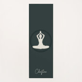Dunkelgrüne Creme Yoga-Pose mit Individuelle Name Yogamatte (Vorderseite)