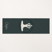 Dunkelgrüne Creme Yoga-Pose mit Individuelle Name Yogamatte (Vorderseite (Horizontal))