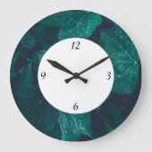 Dunkelgrüne Efeu-Blätter Wasser fallen Zahl Große Wanduhr (Vorderseite)