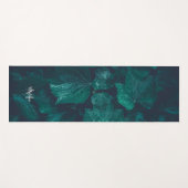 Dunkelgrüne Efeu-Blätter Wasser fällt Monogramm Yogamatte (Vorderseite (Horizontal))