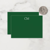 Dunkelgrüne, einfache Monogramm Mitteilungskarte (Vorderseite/Rückseite Beispiel)
