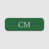 Dunkelgrüne, einfache Monogramm Namensschild (Vorderseite)