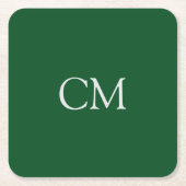 Dunkelgrüne, einfache Monogramm Rechteckiger Pappuntersetzer (Vorderseite)