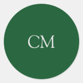 Dunkelgrüne, einfache Monogramm Runder Aufkleber (Vorderseite)