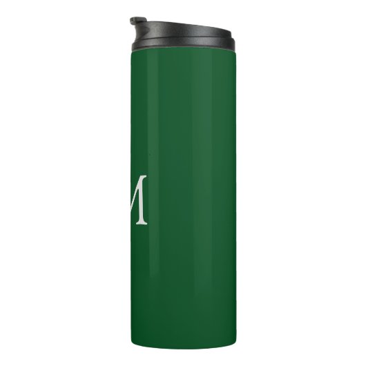 Dunkelgrüne, einfache Monogramm Thermosbecher (Nach rechts gedreht)