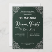 Dunkelgrüne elegante EID MUBARAK Einladung (Vorderseite)