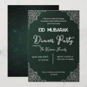 Dunkelgrüne elegante EID MUBARAK Einladung (Vorne/Hinten)