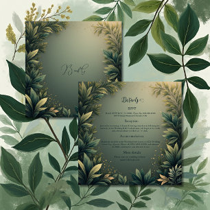 dunkelgrüne elegante Naturhochzeit Begleitkarte