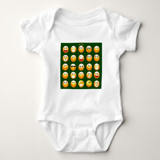 dunkelgrüne Emoji Baby Strampler (Vorderseite)