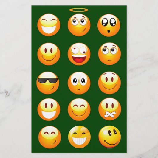 dunkelgrüne Emoji Briefpapier (Vorderseite)