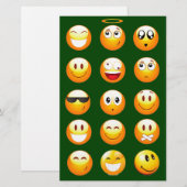 dunkelgrüne Emoji Briefpapier (Vorne/Hinten)