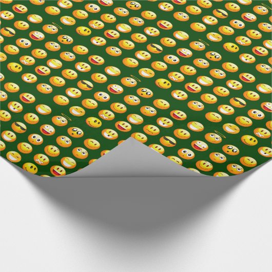 dunkelgrüne Emoji Geschenkpapier (Ecke)
