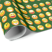 dunkelgrüne Emoji Geschenkpapier (Rolleneckpunkt)
