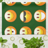 dunkelgrüne Emoji Geschirrtuch (Gefaltet)