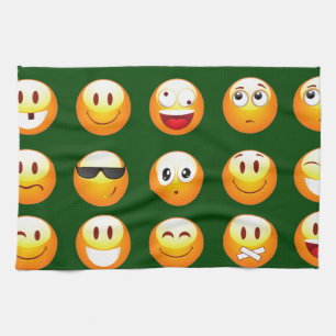 dunkelgrüne Emoji Geschirrtuch