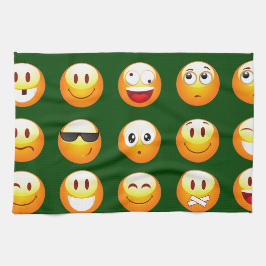 dunkelgrüne Emoji Geschirrtuch (Horizontal)