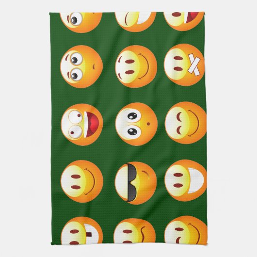 dunkelgrüne Emoji Geschirrtuch (Vertikal)
