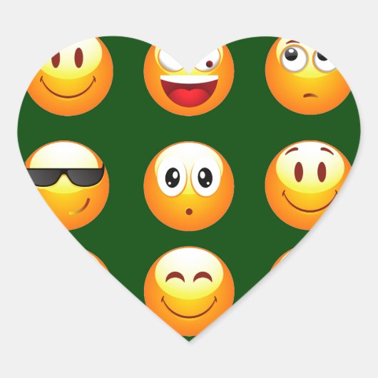 dunkelgrüne Emoji Herz-Aufkleber (Vorderseite)
