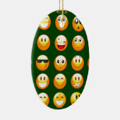 dunkelgrüne Emoji Keramik Ornament (Rechts)