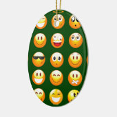 dunkelgrüne Emoji Keramik Ornament (Links)