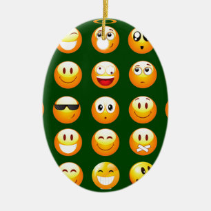 dunkelgrüne Emoji Keramik Ornament