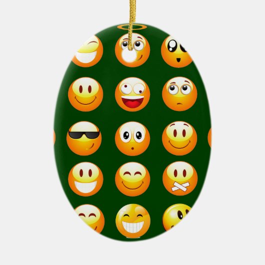 dunkelgrüne Emoji Keramik Ornament (Vorne)