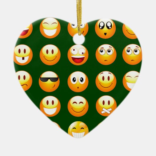 dunkelgrüne Emoji Keramikornament (Vorne)