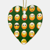 dunkelgrüne Emoji Keramikornament (Links)