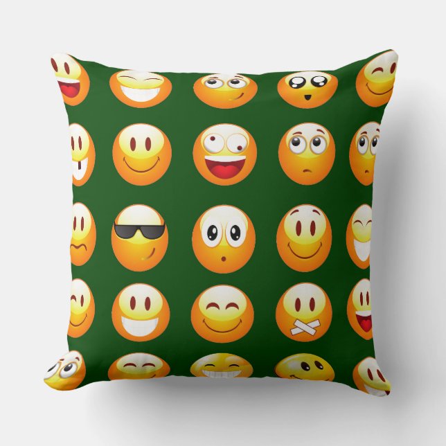 dunkelgrüne Emoji Kissen (Vorderseite)