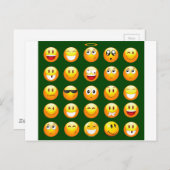 dunkelgrüne Emoji Postkarte (Vorne/Hinten)