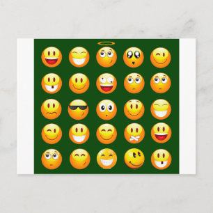 dunkelgrüne Emoji Postkarte